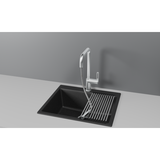 Смеситель Granula GR-8173 нержавеющая сталь с выдвижным изливом