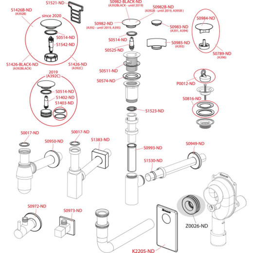 Водослив для умывальника 5/4" цельнометаллический, арт. A439