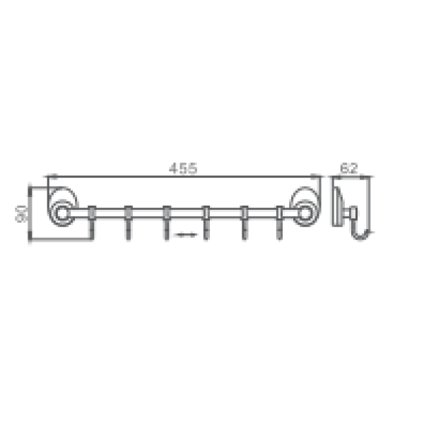 Крючок HAIBA HB1615-6 шестерной, хром