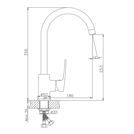 Смеситель для кухни HAIBA HB70587, латунь, хром