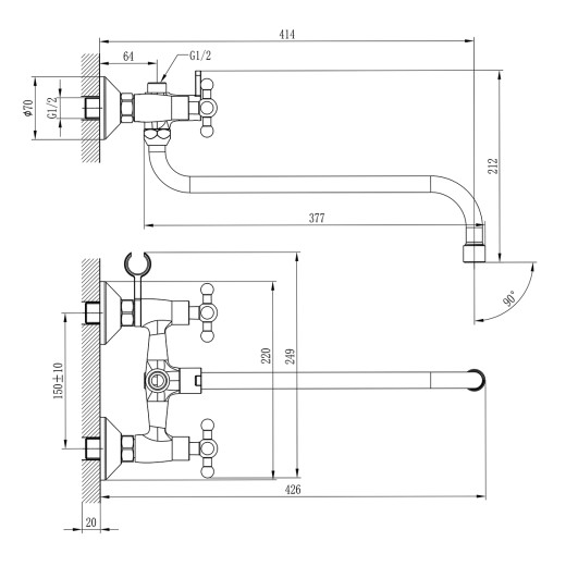 Смеситель Rossinka G02-84 универсальный