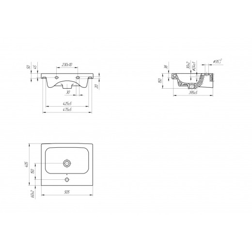 Раковина Cersanit универсальная COLOUR 50 1 отв.