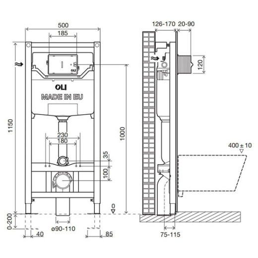 Инсталляция OLI 120 ECO Sanitarblock pneumatic (замена 879235/879593)