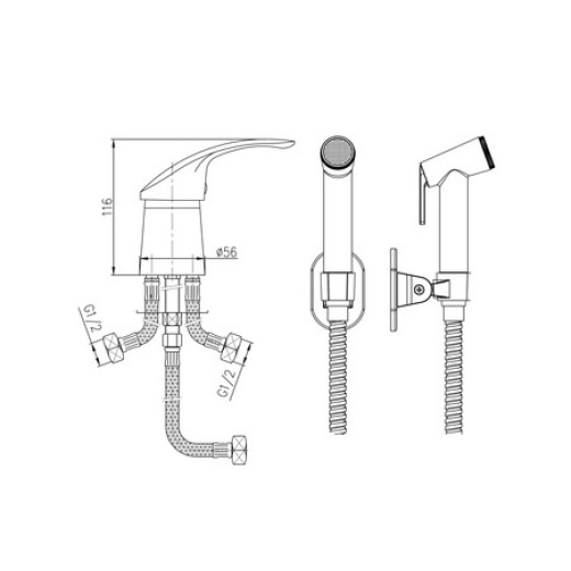 Смеситель HAIBA HB1221-2 гигиенический, латунь, хром