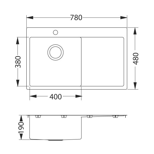 Мойка кухонная Alveus QUARTO 30 BRS-90 780х480 в комплекте с сифоном 1130551
