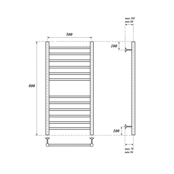 Полотенцесушитель водяной Point Аврора PN10158S П12 500x800, хром