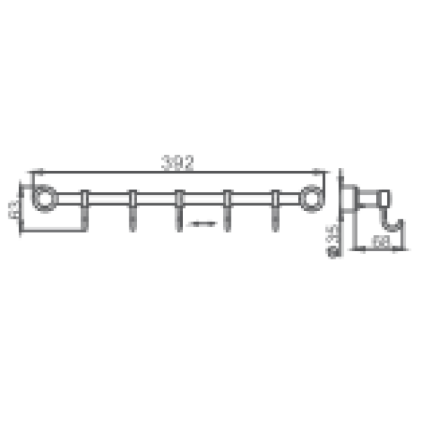 Крючок HAIBA HB205-5 пятерной, хром