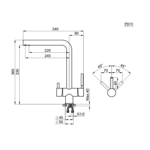 Смеситель Granula KS-7011 золото сатин