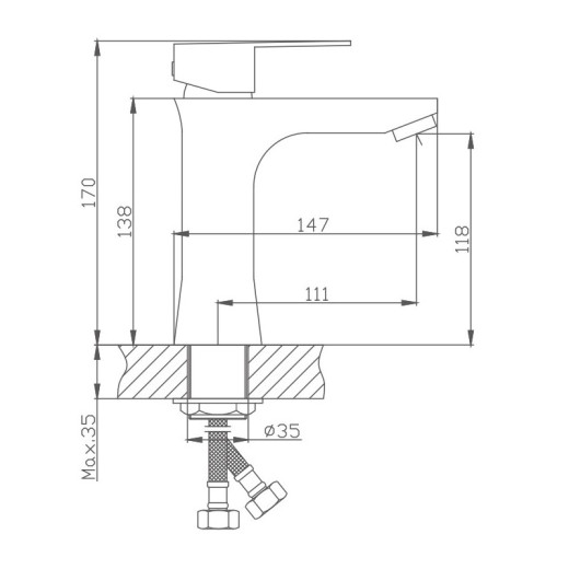 Смеситель для раковины HAIBA HB10802, нержавеющая сталь