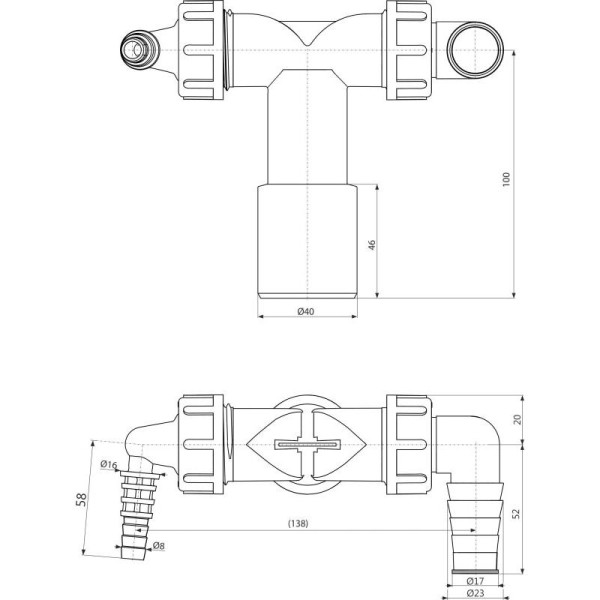 Колено с двумя штуцерами DN40/32 / 8–23 с обратными клапанами, арт. P156Z