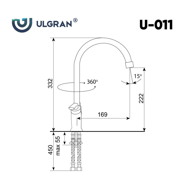 Смеситель для кухни Ulgran U-011-310, серый - купить в Москве