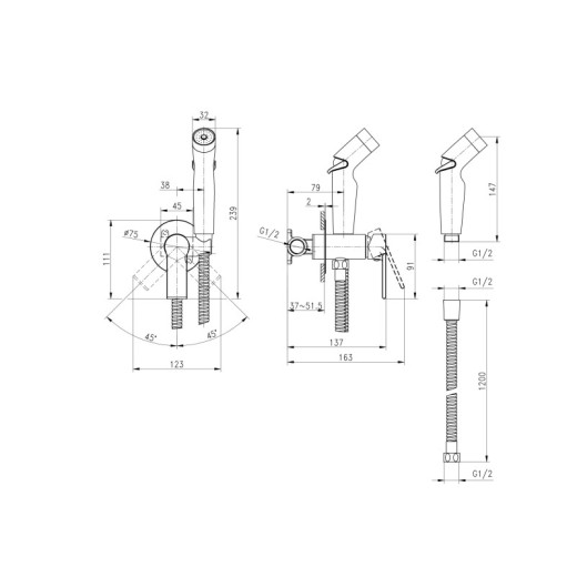 Смеситель Cersanit с гигиеническим душем BRASKO встраиваемый однорычажный