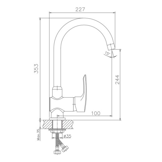 Смеситель для кухни HAIBA HB4066, латунь, хром