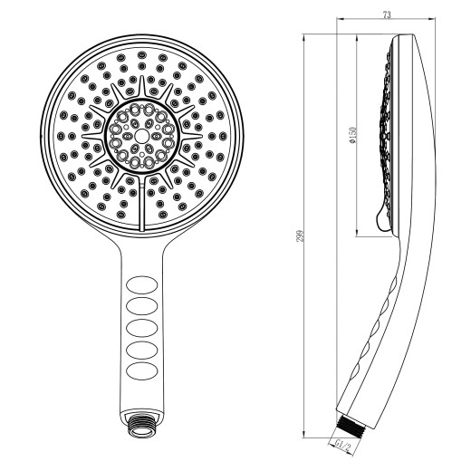 Душевая лейка Lemark LM0814C 6-функциональная, хром