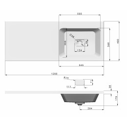 Умывальник мебельный Dreja Wing 120 R (чаша справа)