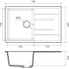 Мойка кухонная GranFest QUADRO GF-Q-780L чаша с крылом 770*495 мм графит, мрамор