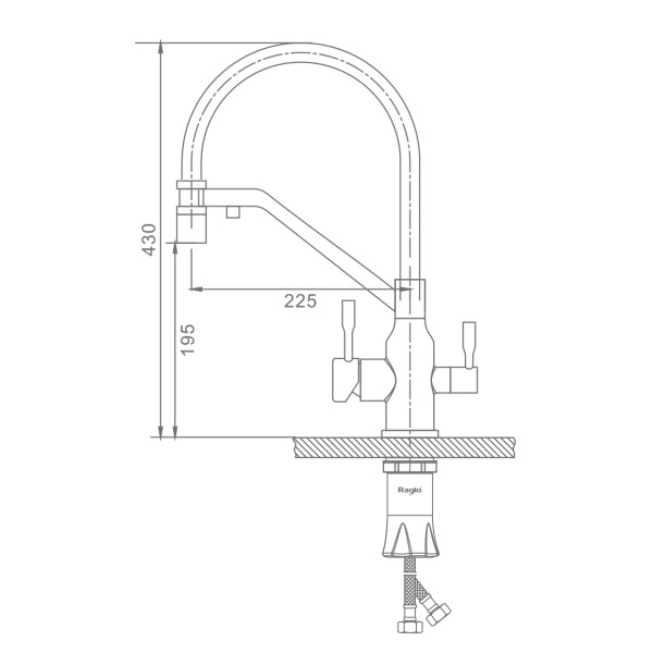 Смеситель для кухни со съемным изливом и подключением фильтра питьевой воды RAGLO R81.62.06