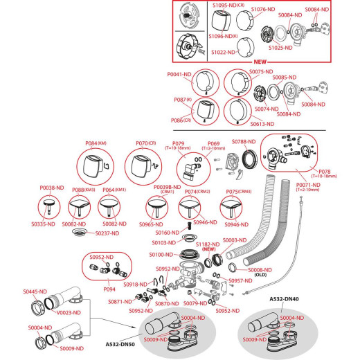 Сифон для гидромассажных ванн с напуском через перелив, металл, арт. A566-273133-57