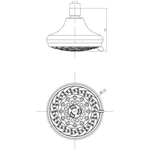 Душевая лейка верхняя Lemark LM8042C 7-функциональная, круглая диаметр 120 мм, хром