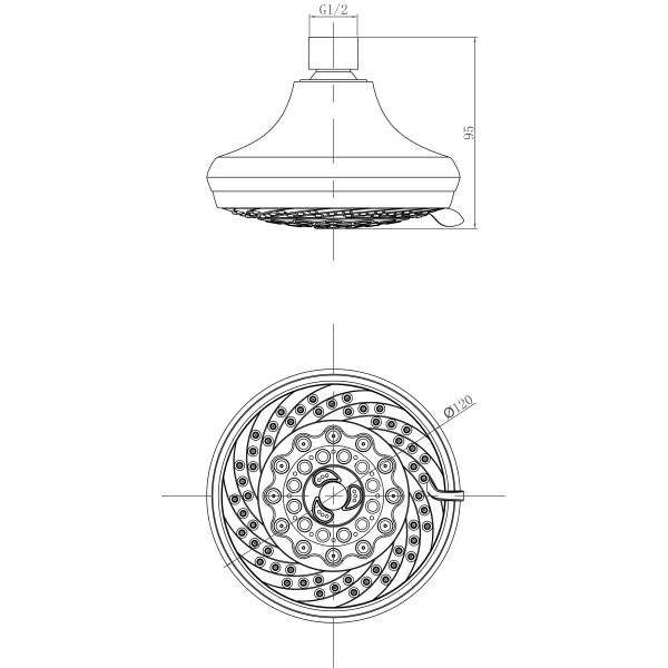 Душевая лейка верхняя Lemark LM8042C 7-функциональная, круглая диаметр 120 мм, хром