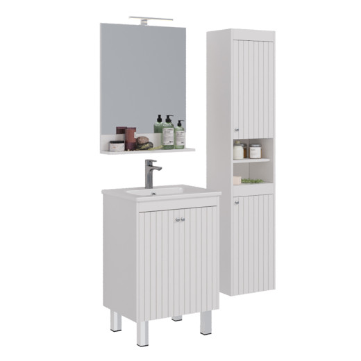 Зеркало Lemark ROMANCE 60см с полкой, цвет: Белый глянец