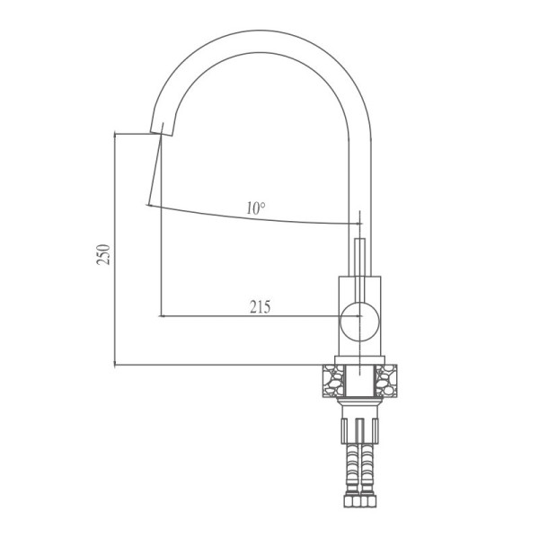 Смеситель для кухни HAIBA HB70304-3, нержавеющая сталь