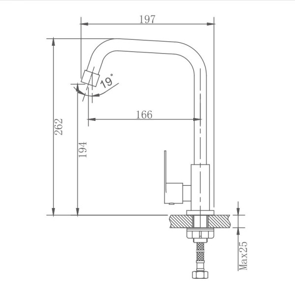 Кран HAIBA HB4182 моно, нержавеющая сталь