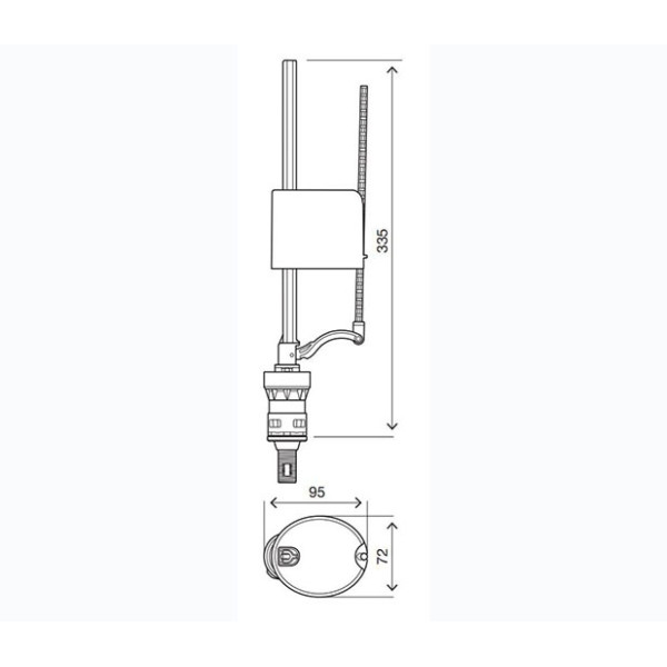 Клапан наполнительный OLI Uni Bottom, нижняя подводка, 1/2", пластик