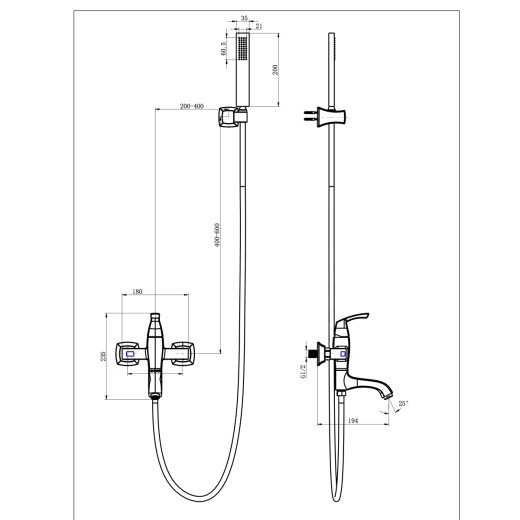 Смеситель Lemark Nubira LM6214ORB для ванны с поворотным изливом, настенный, черная бронза
