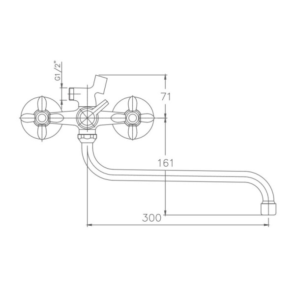 Смеситель для ванны HAIBA HB2227-2, длинный излив, латунь, хром