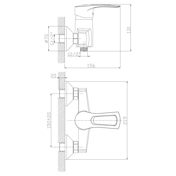 Смеситель Rossinka T40-41 для душа