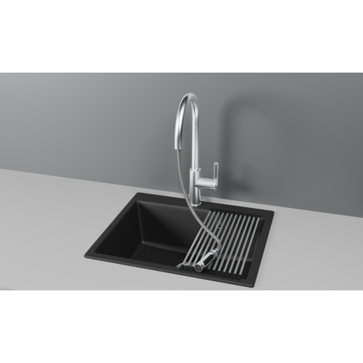 Смеситель Granula GR-8168 нержавеющая сталь с выдвижным изливом