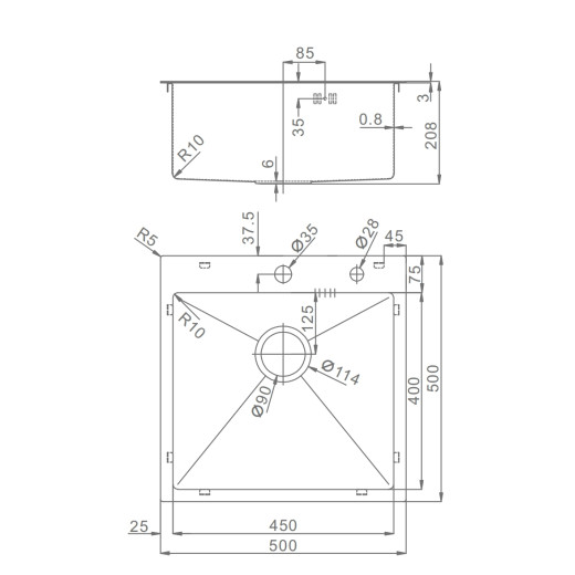 Мойка - профессиональная ручная работа RAGLO R700.5050.03