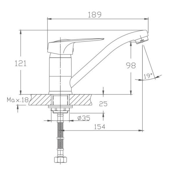 Смеситель для кухни HAIBA HB4537-2, латунь, хром