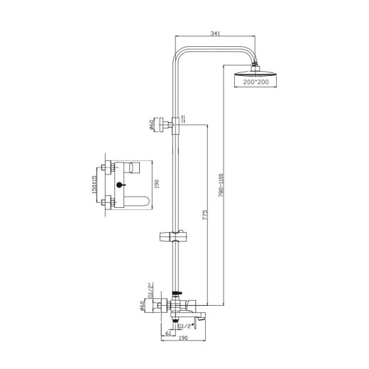 Душевая система HAIBA HB24816, тропический душ, латунь, хром