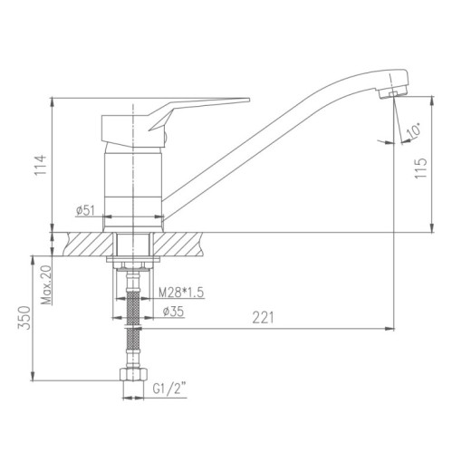 Смеситель для кухни HAIBA HB4963, латунь, хром