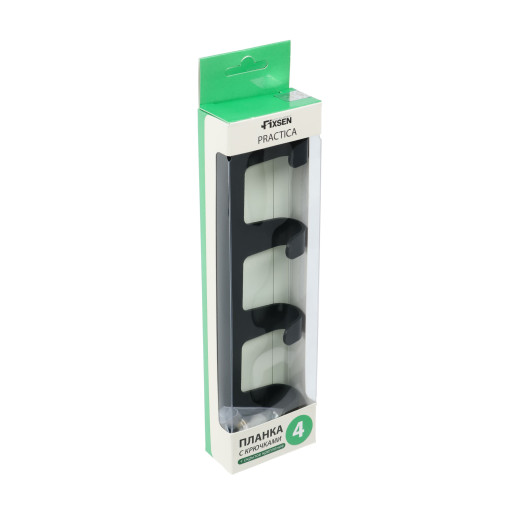 Планка 4 крючка Fixsen FX-805B-4, черный