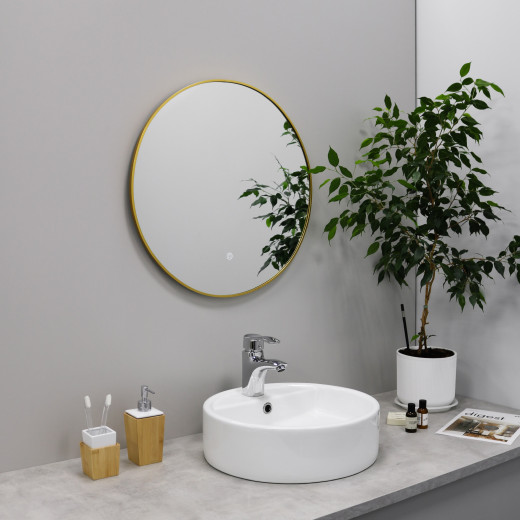 Зеркало Fixsen FX-1060G с подсветкой LED, круглое 60х60см, цвет рамы золото-сатин