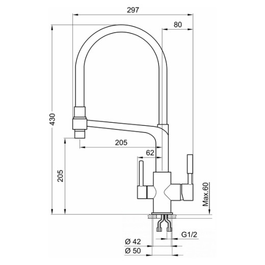 Смеситель Granula GR-0083 алюминиум для кухни