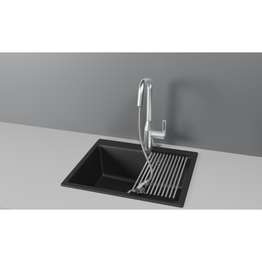 Смеситель Granula GR-8171 нержавеющая сталь с выдвижным изливом