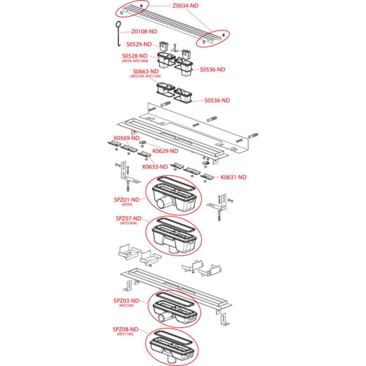 Водоотводящий желоб для перфорированной решетки с регулируемым краем к стене, арт.APZ1104-950