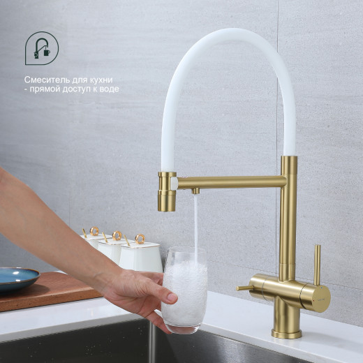 Смеситель для кухни со съемным изливом и подключением фильтра питьевой воды SPLENKA S70.63.03