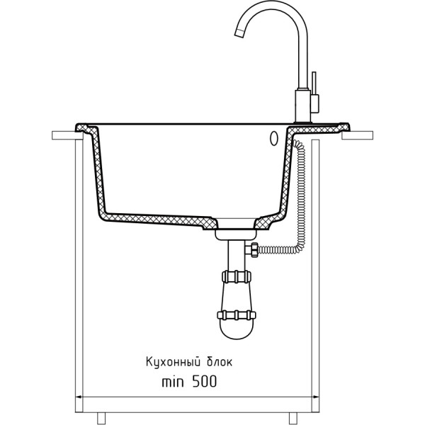 Мойка кухонная GranFest URBAN 857L  1-чаш+кр 620*480 черный