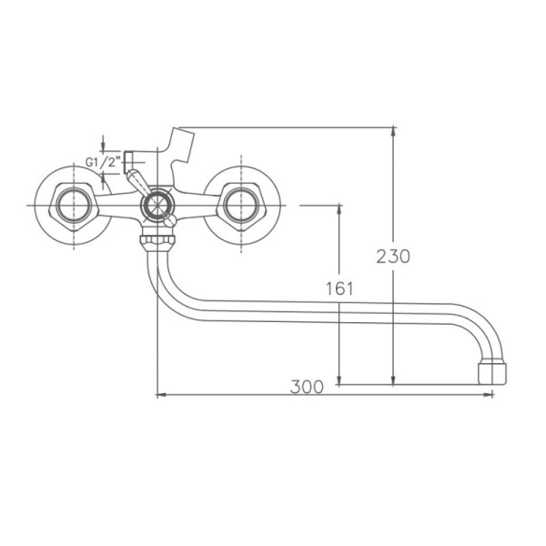 Смеситель для ванны HAIBA HB2209, длинный излив, латунь, хром