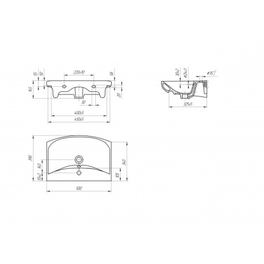 Раковина Cersanit универсальная CARINA 50 1 отв.