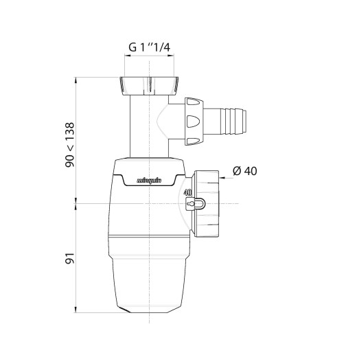Сифон WIRQUIN NEO 1¼ х 40 мм без выпуска с отводом