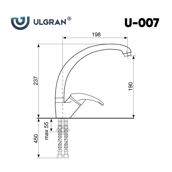 Смеситель для кухни Ulgran U-007-308, черный - купить в Москве