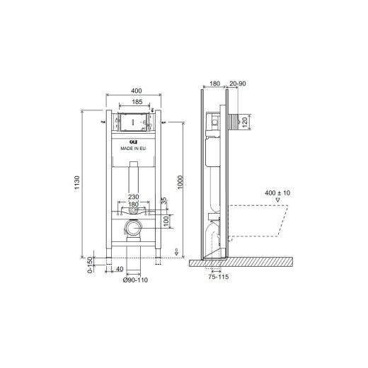 Инсталляция OLI Expert Evo/Speed (400*1130*150) механическая с тросиком