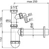 Сифон для умывальника Ø40 с подводкой и накидной гайкой 5/4", арт. A43P