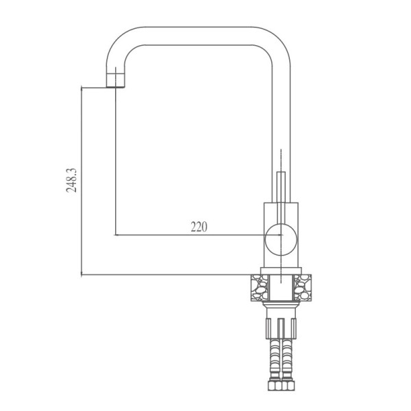 Смеситель для кухни HAIBA HB70304-4, нержавеющая сталь